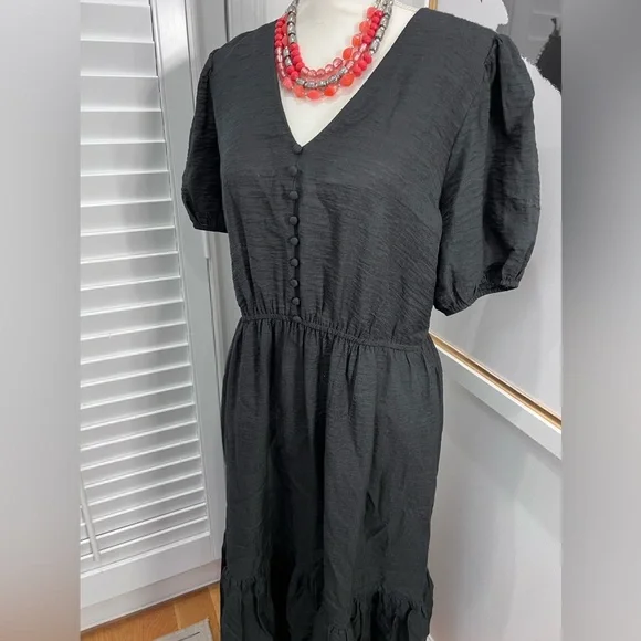Simply Vera Vera Wang Black Short-Sleeve Maxi Dress, Size L - Picture 2 of 10